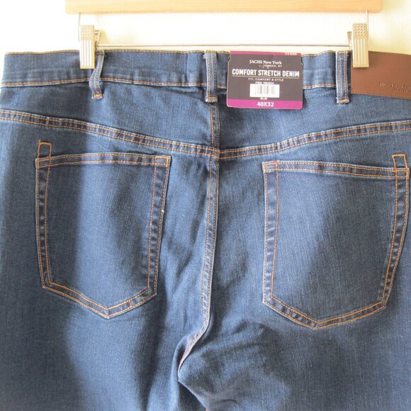 JACHS NEW YORK men's Comfort Stretch Dark Wash Blue Denim Jeans  40x32 (0570) - Picture 7 of 13